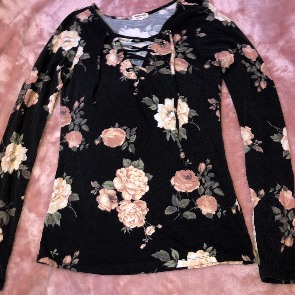 Black long sleeve with roses
